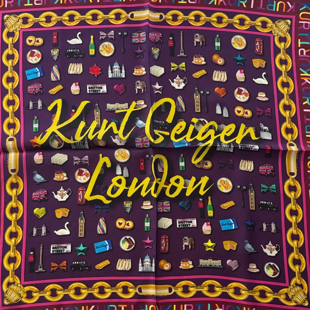 Kurt Geiger London Purple & Gold  Square Scarf